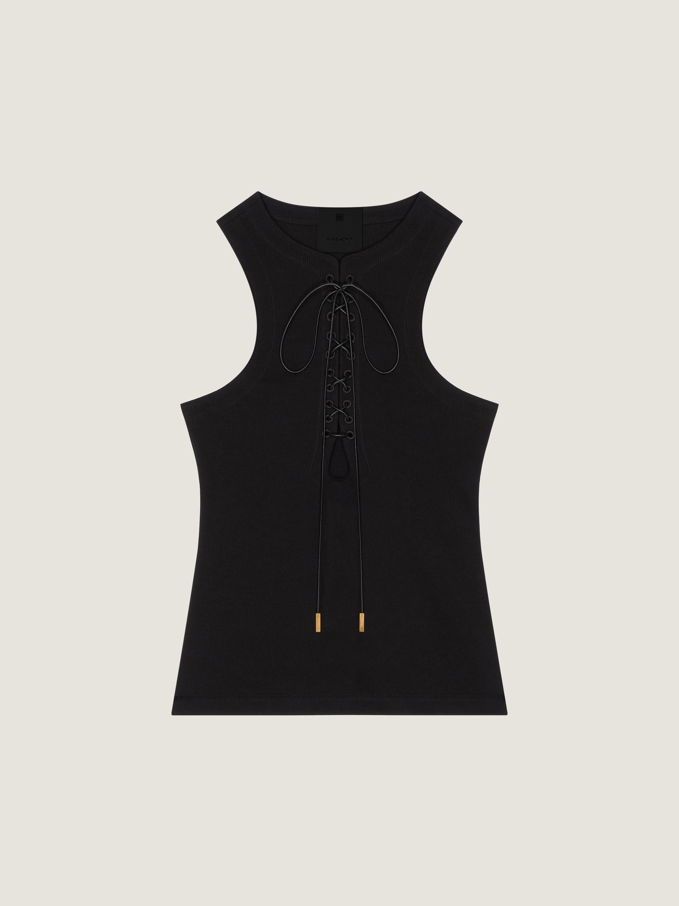 Slim fit tank top in cotton with laces and 4G detail